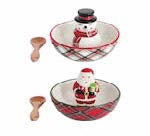 2-Piece Christmas Figurine Tartan Candy Dish Set